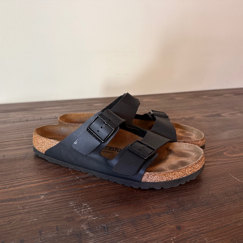 Black leather Birkenstocks (lightly worn)